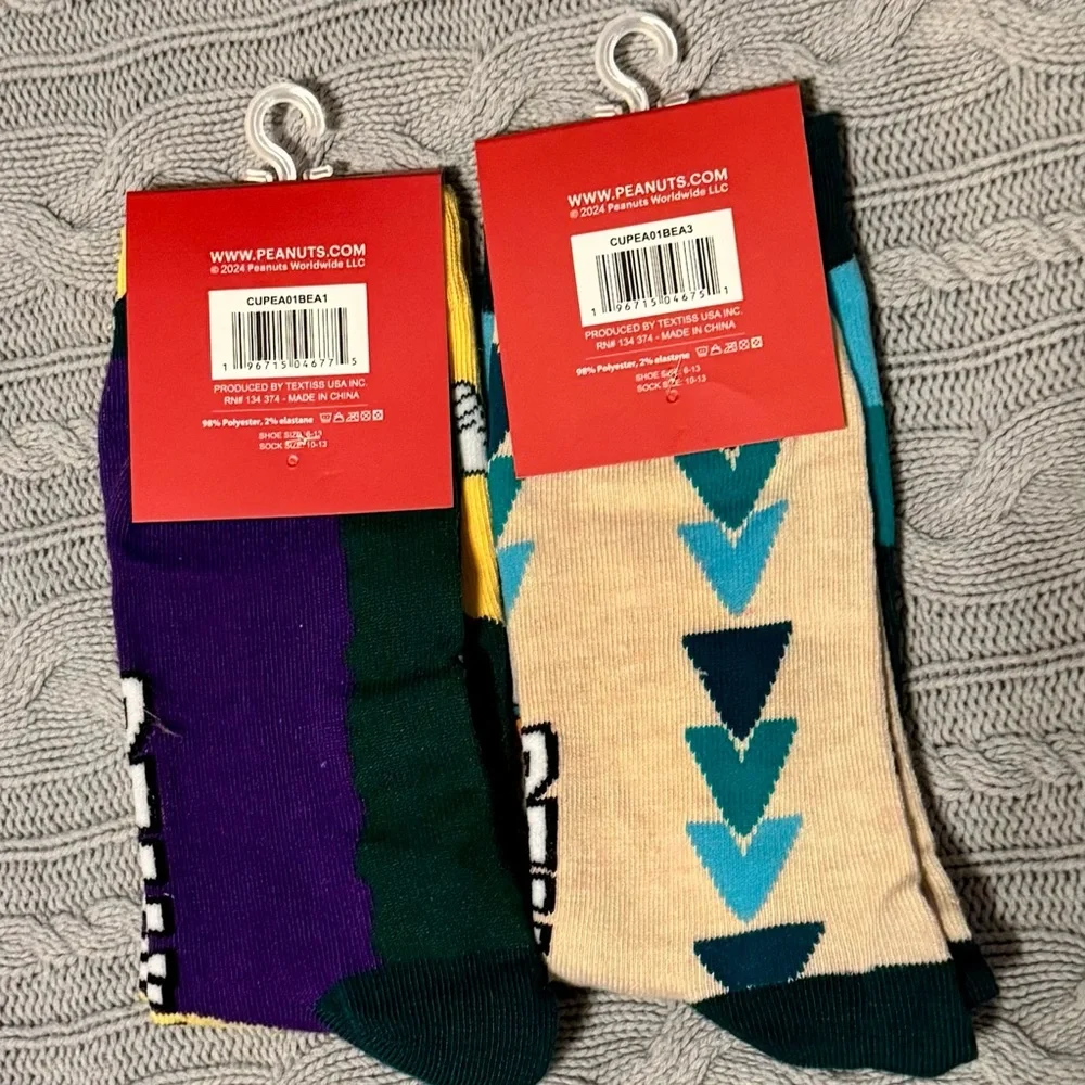 Snoopy Peanuts Hiking Sock Bundle - 2 Pair - NEW